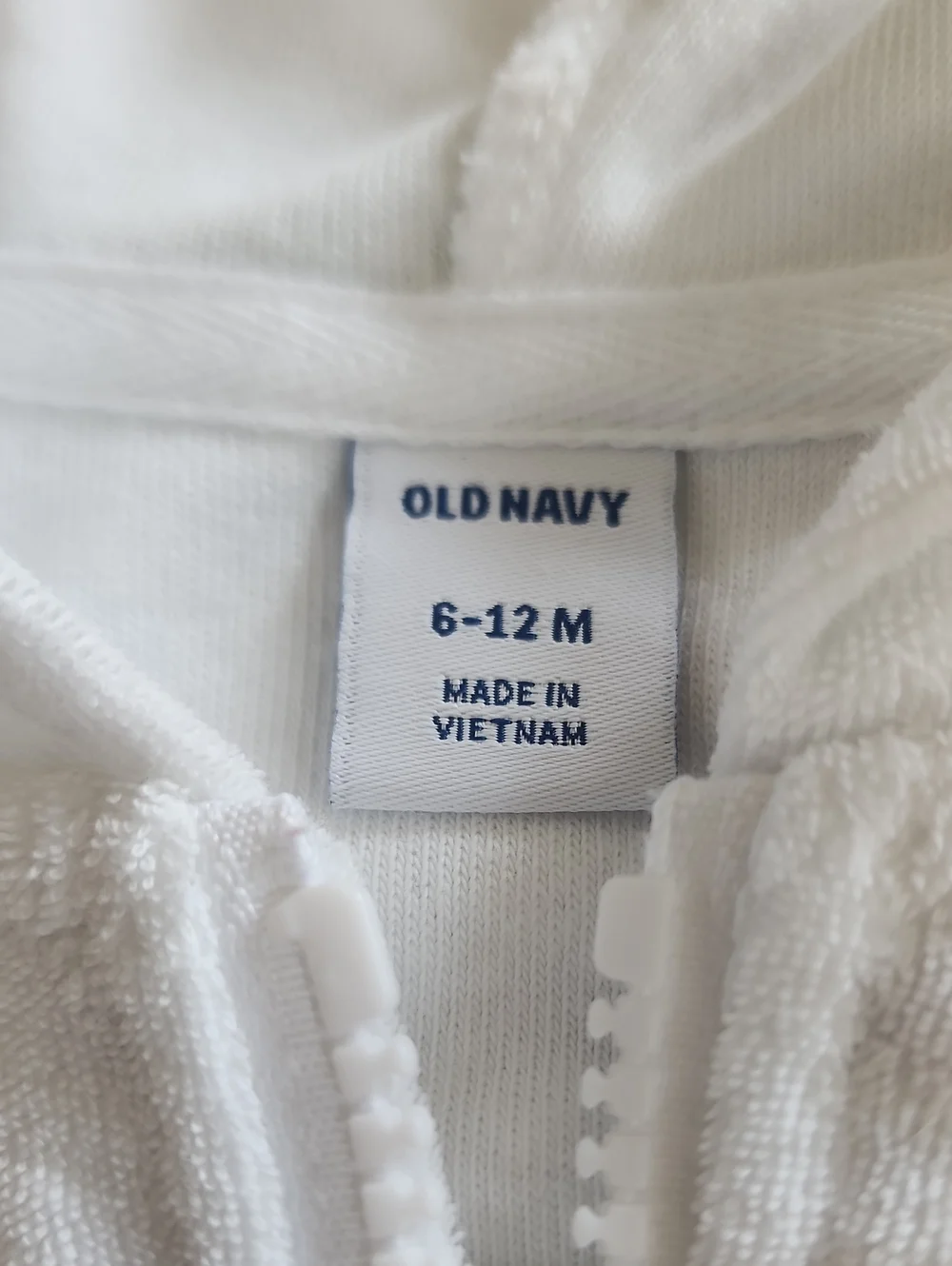 6-12 Months Baby Old Navy White Terry Hooded Zip-Up Kids Cover-up